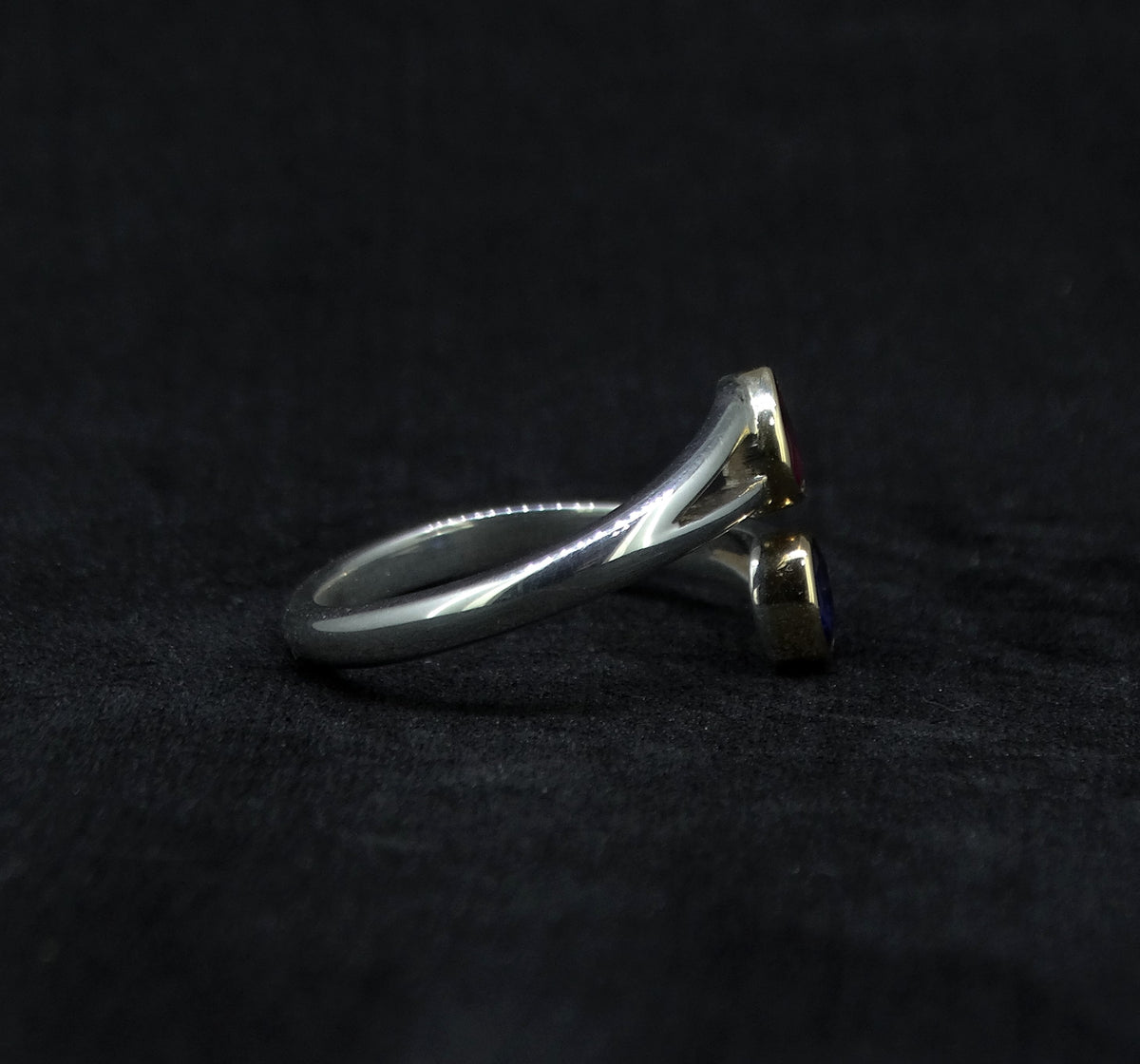 Pink & Indigo Sapphire 18ct Gold & Sterling Silver Ring