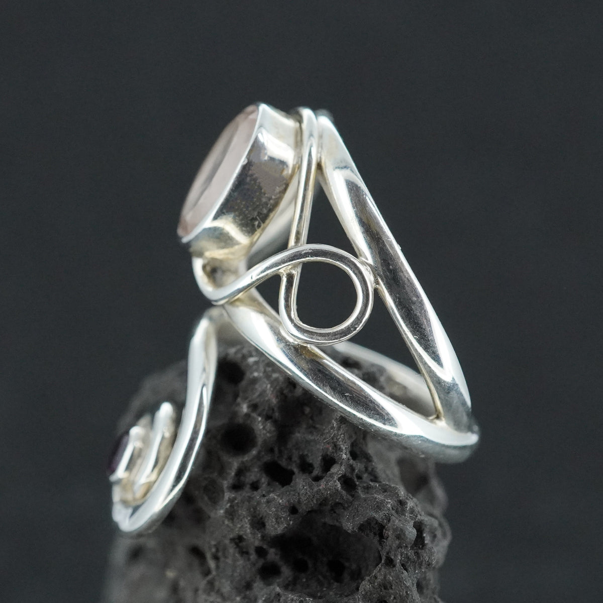 Rose Quartz & Pink Tourmaline Sterling Silver Ring