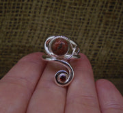 Lewisian & Garnet Celtic Twist Sterling Silver Ring
