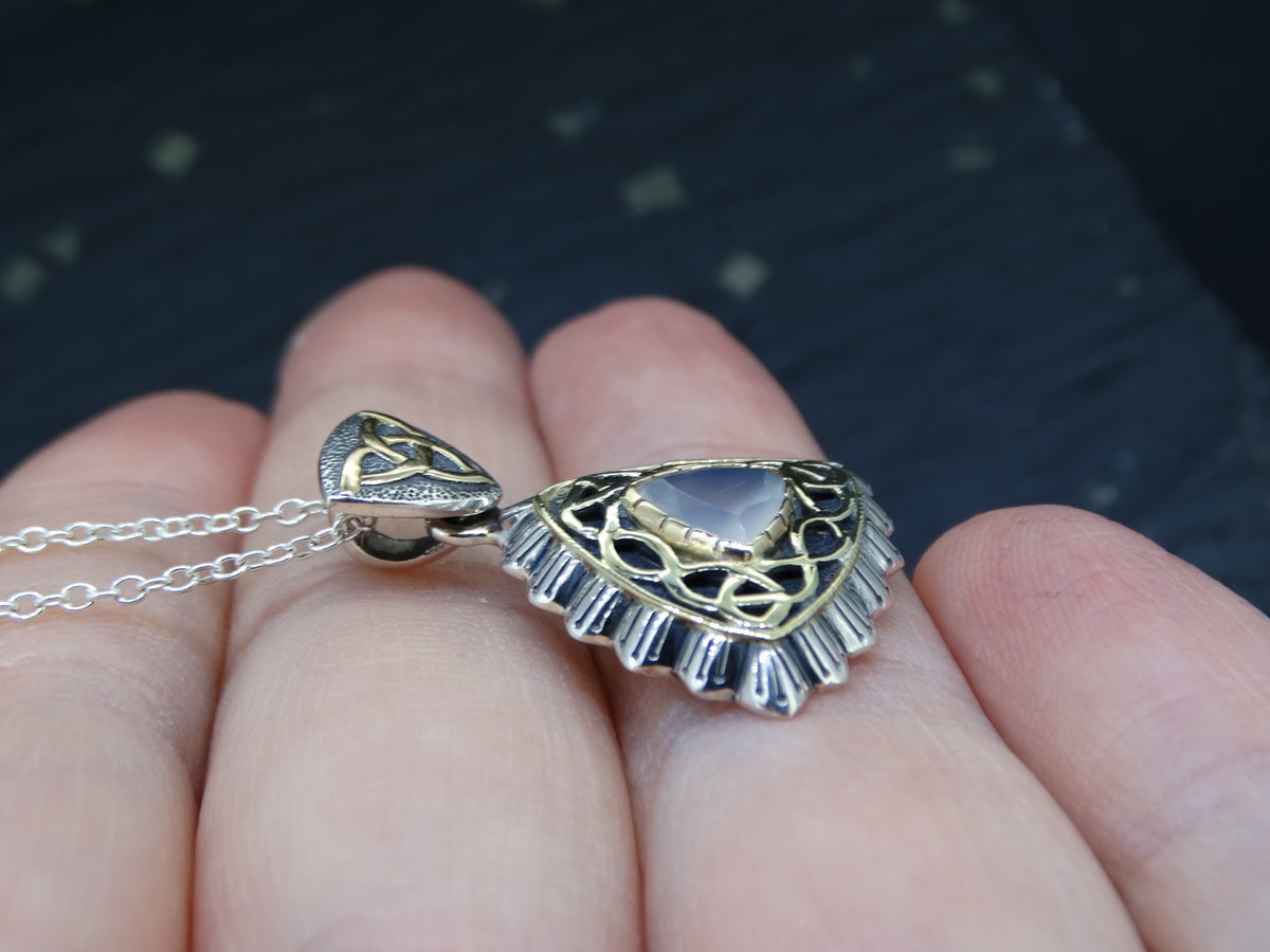 Scottish Chalcedony Scottish Gold and Sterling Silver Pendant