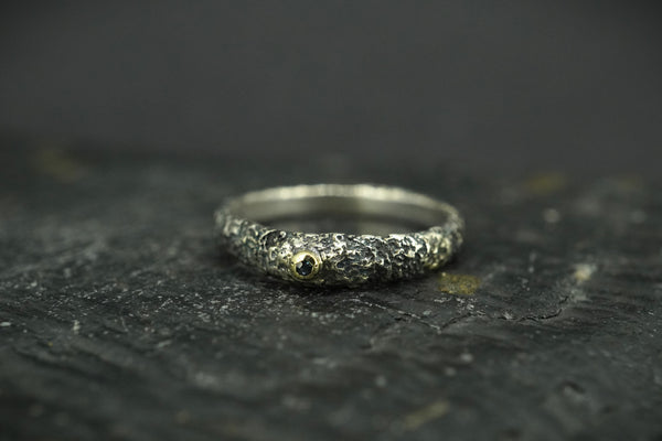 Scottish Sapphire Textured Celtic Ring with Sterling Silver & Scottish Gold