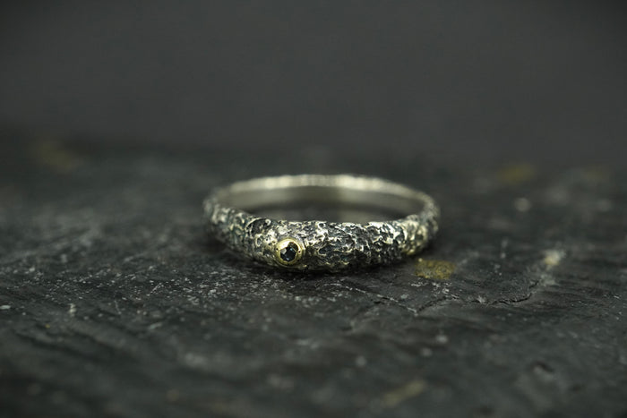 Scottish Sapphire Textured Celtic Ring with Sterling Silver & Scottish Gold