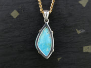 Delicate Rare Cornish Turquoise 18ct Gold and Diamond Pendant
