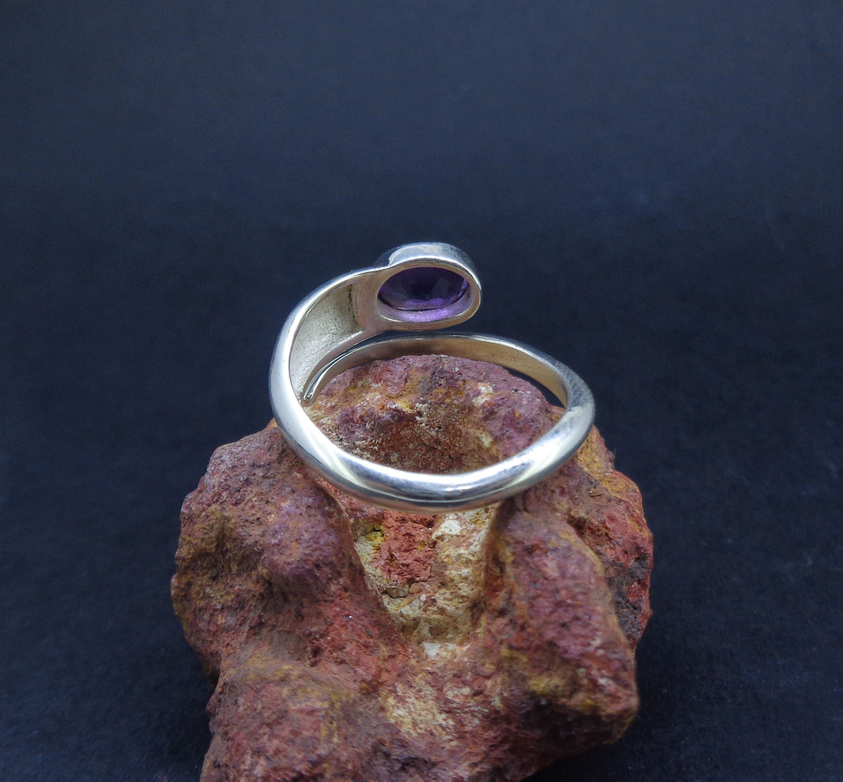 Amethyst Sterling Silver Snake Ring