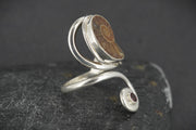 Ammonite & Red Garnet Sterling Silver Ring