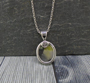 Dainty Skye Marble Sterling Silver Oval Pendant