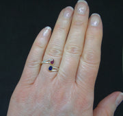 Pink & Indigo Sapphire 18ct Gold & Sterling Silver Ring
