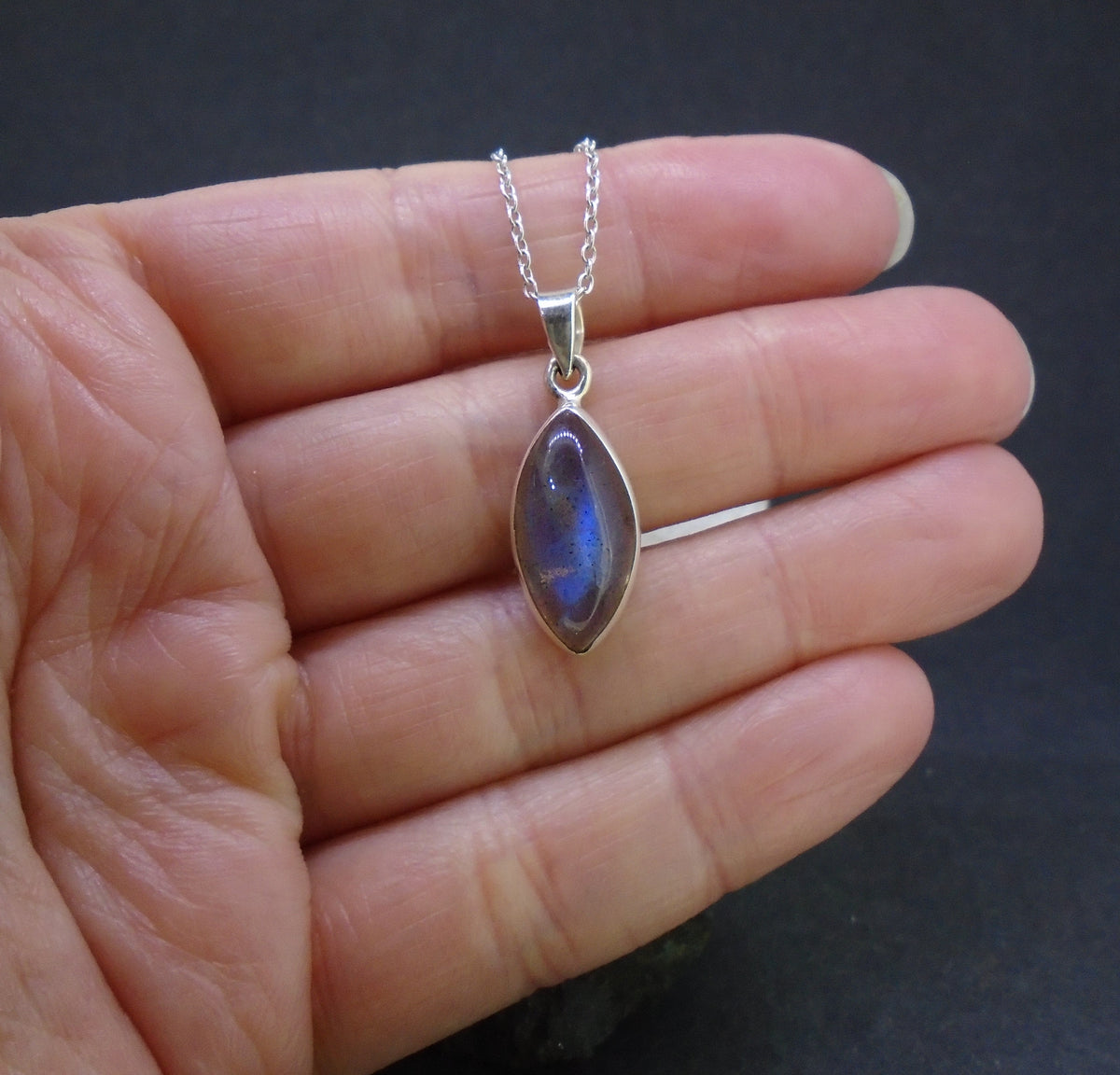 Simple Labradorite Sterling Silver Pendant