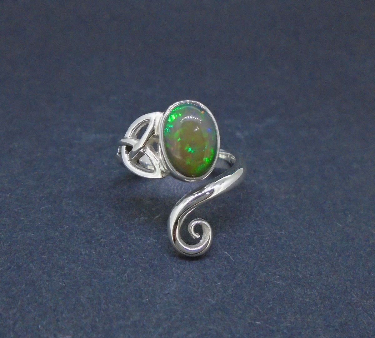 Welo Opal Sterling Silver Celtic Ring