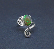 Welo Opal Sterling Silver Celtic Ring