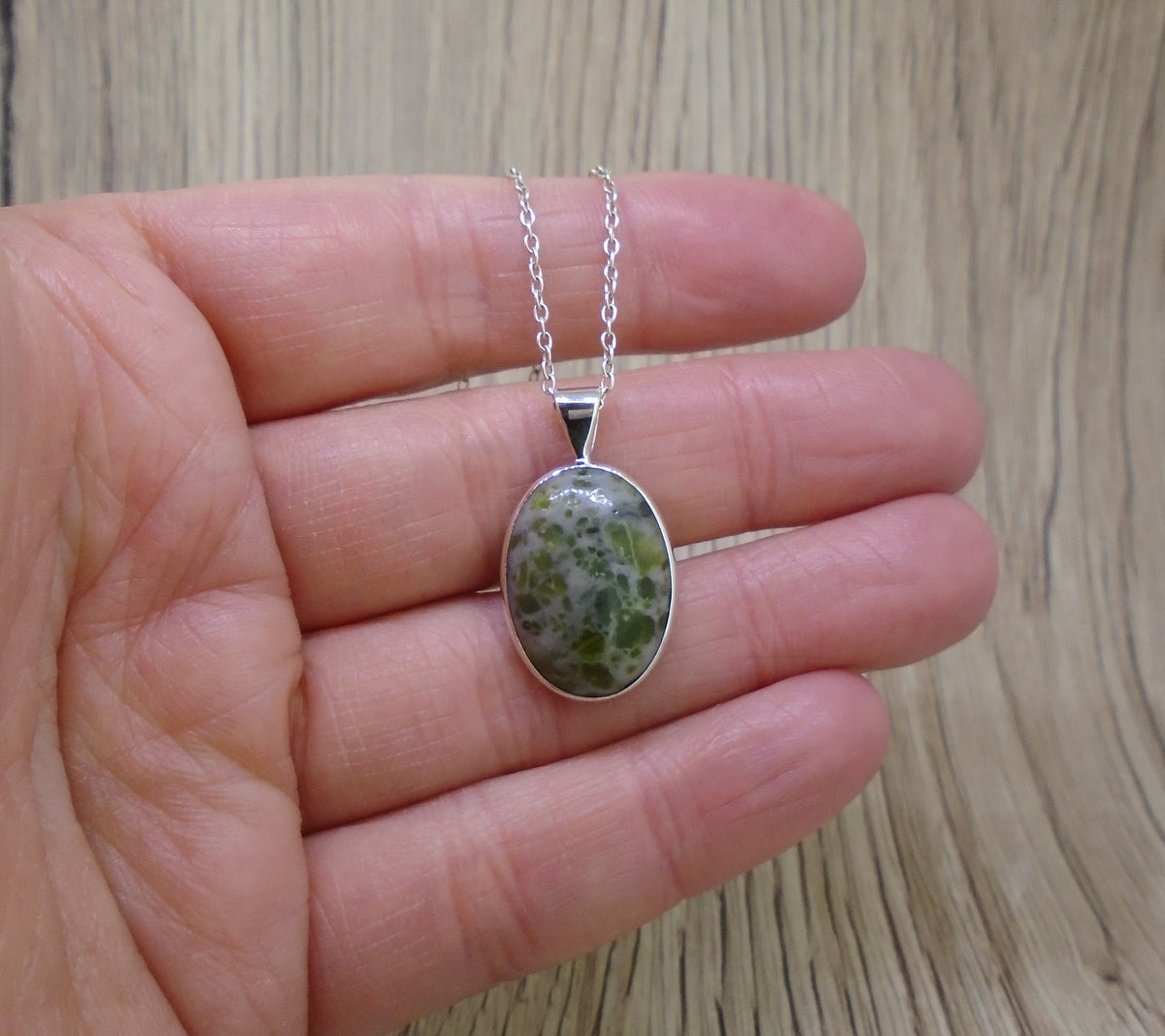 Dark Iona Marble Sterling Silver Pendant