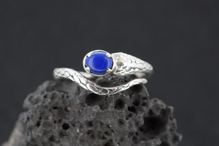 Lapis Lazuli Sterling Silver Serpent Ring