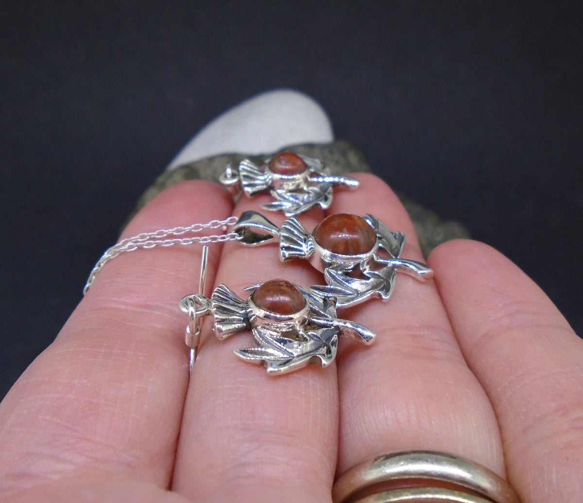 Lewisian Sterling Silver Thistle Set