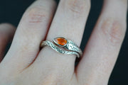Carnelian Sterling Silver Serpent Ring