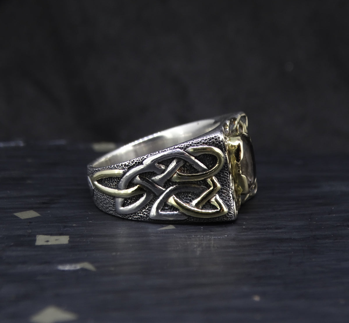 'Mabon' Perthshire Smoky Quartz in a Scottish Gold & Sterling Sil