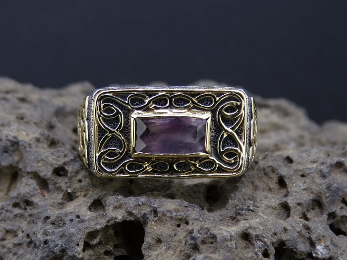 Scottish Ardownie Amethyst with Scottish Gold and Sterling Silver Ring