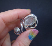 Herkimer Diamond & Zircon Sterling Silver Adjustable Ring