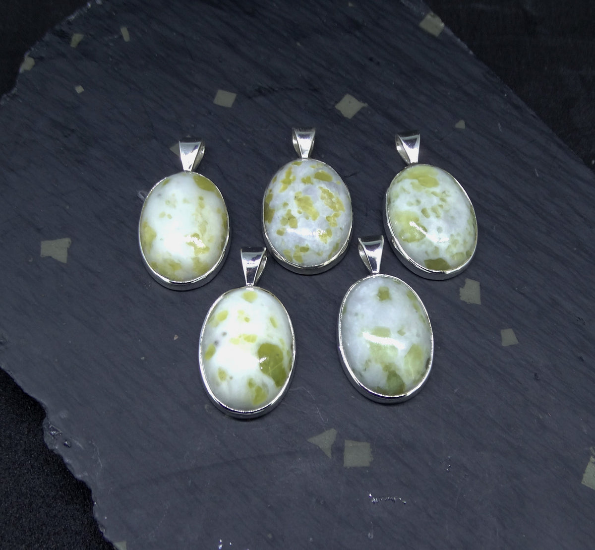 Light Iona Marble Sterling Silver Pendant