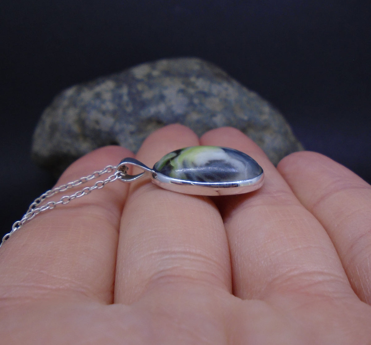Skye Marble Sterling Silver Oval Pendant