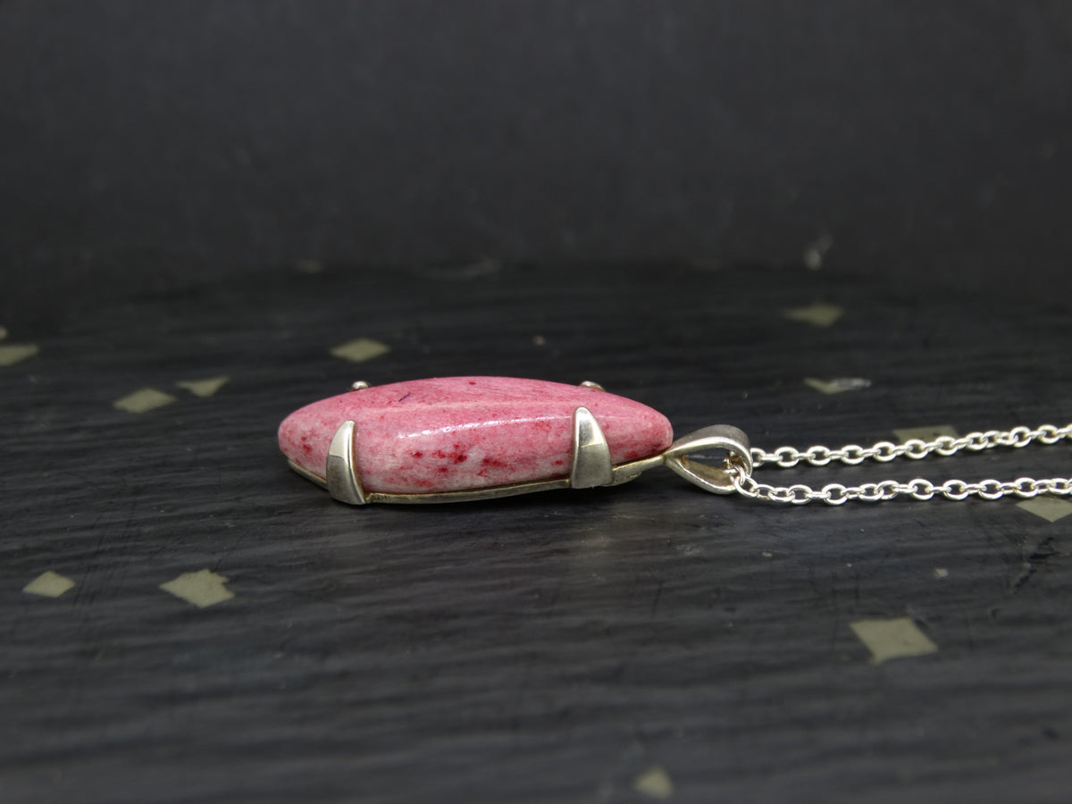 Pink Thulite Sterling Silver Claw Set Pendant