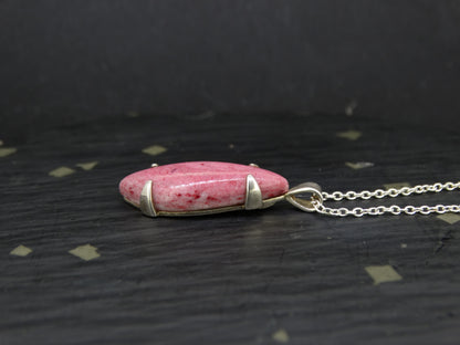 Pink Thulite Sterling Silver Claw Set Pendant