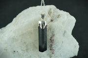 Black Tourmaline Shard Sterling Silver Pendant
