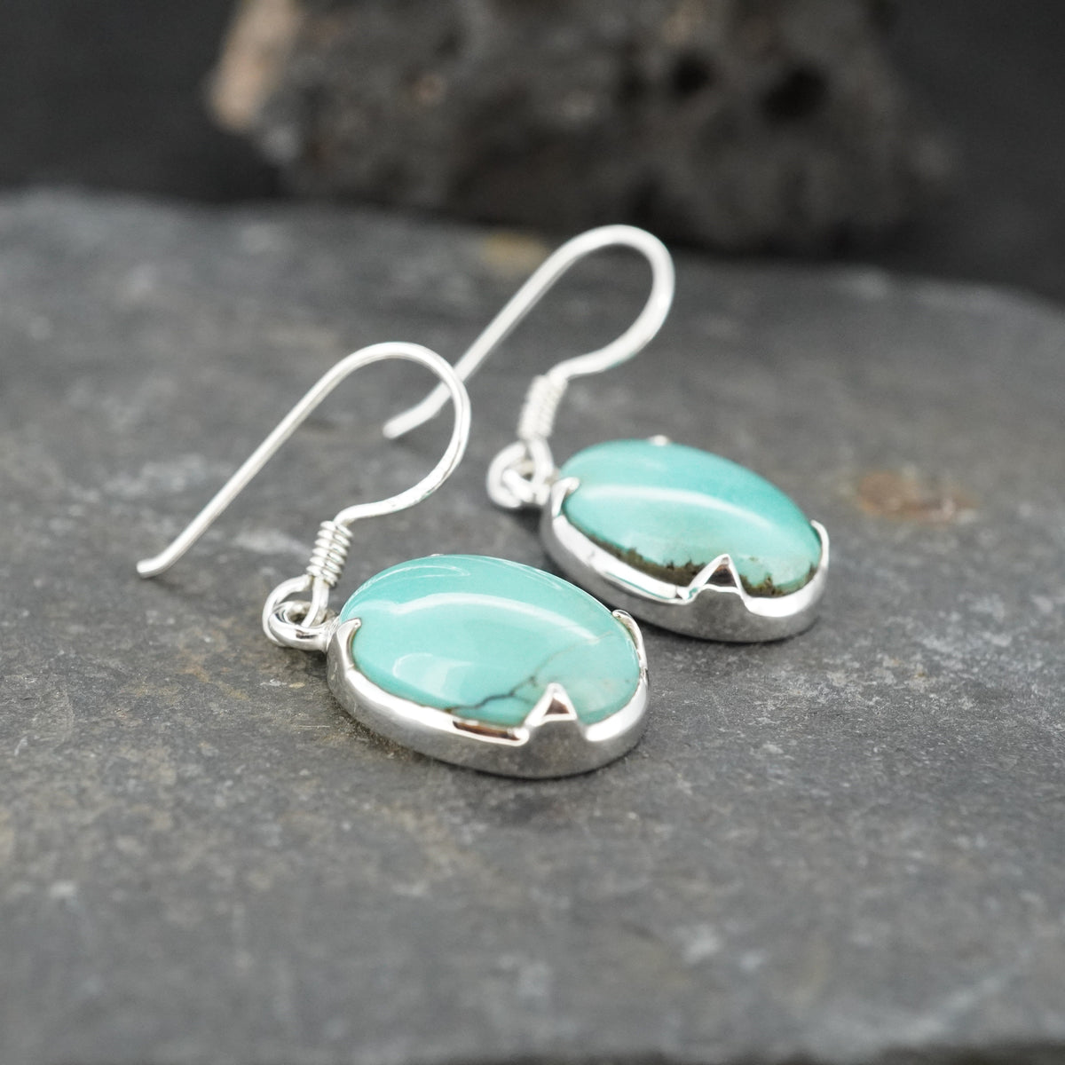 Asian Turquoise Sterling Silver Drop Earrings