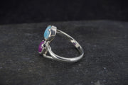 Ruby & Larimar Two Stone Sterling Silver Ring