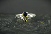 Scottish Sapphire & Elie Ruby Ring with Scottish Gold & Sterling Silver