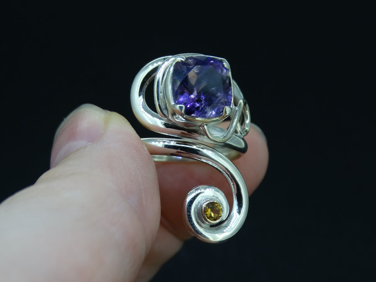 Amethyst and Citrine Sterling Silver Ring