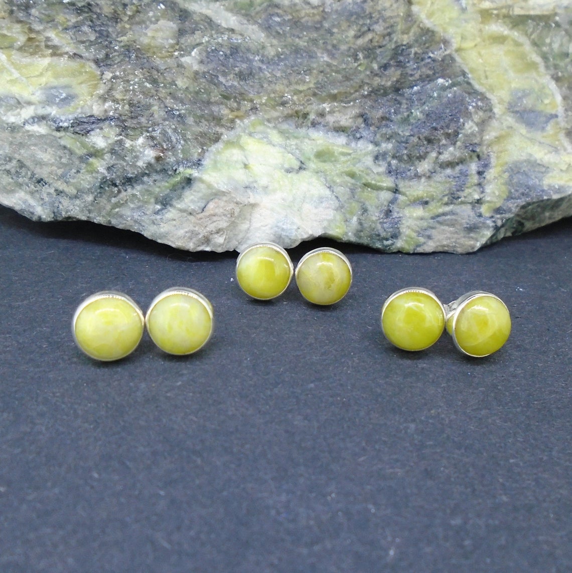 Highland Marble Sterling Silver Stud Earrings (8mm)