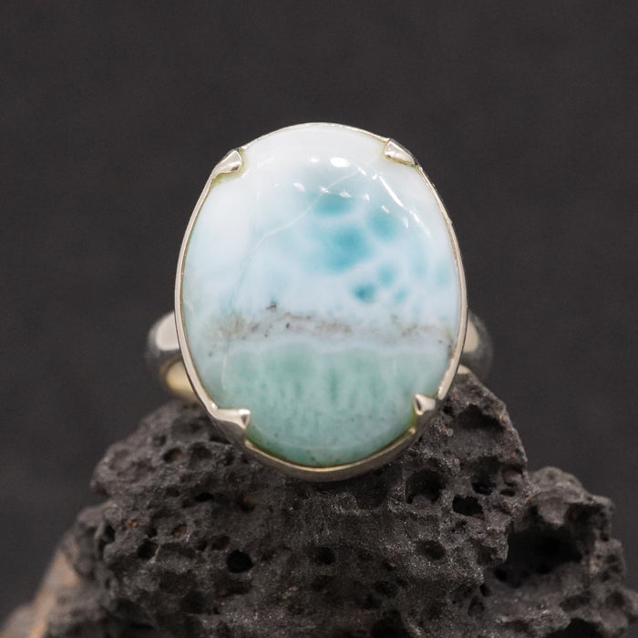 Larimar Adjustable Sterling Silver Ring