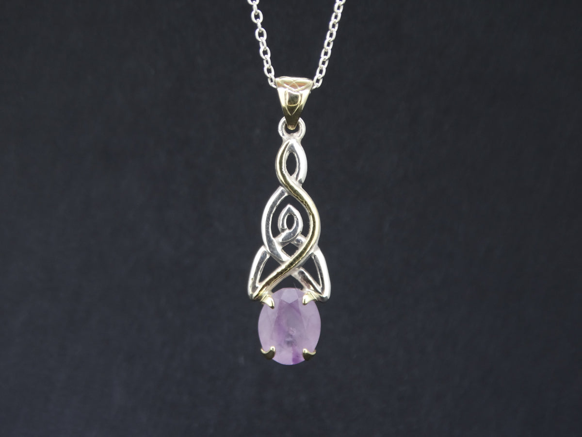 Scottish Orrock Amethyst with Scottish Gold and Sterling Silver Pendant