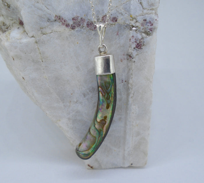 Paua Shell 'Rib' Sterling Silver Pendant