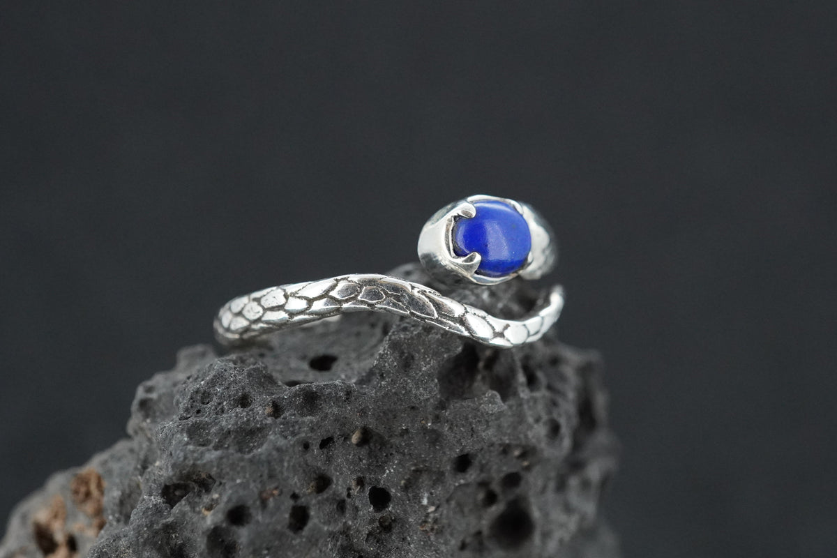 Lapis Lazuli Sterling Silver Serpent Ring