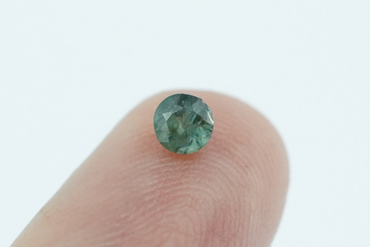 Round Light Blue/Teal Green Rare Scottish Sapphire Gemstone