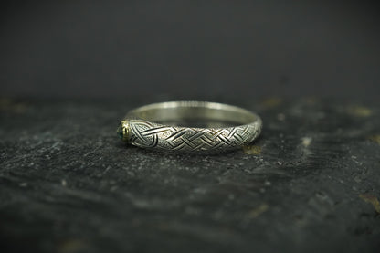 Scottish Sapphire with Sterling Silver Hand Carved Celtic Ring
