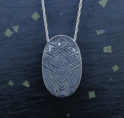 'Eilean Naomh' Iona Marble & Tourmaline, on a Scottish Gold & Silver Pendant