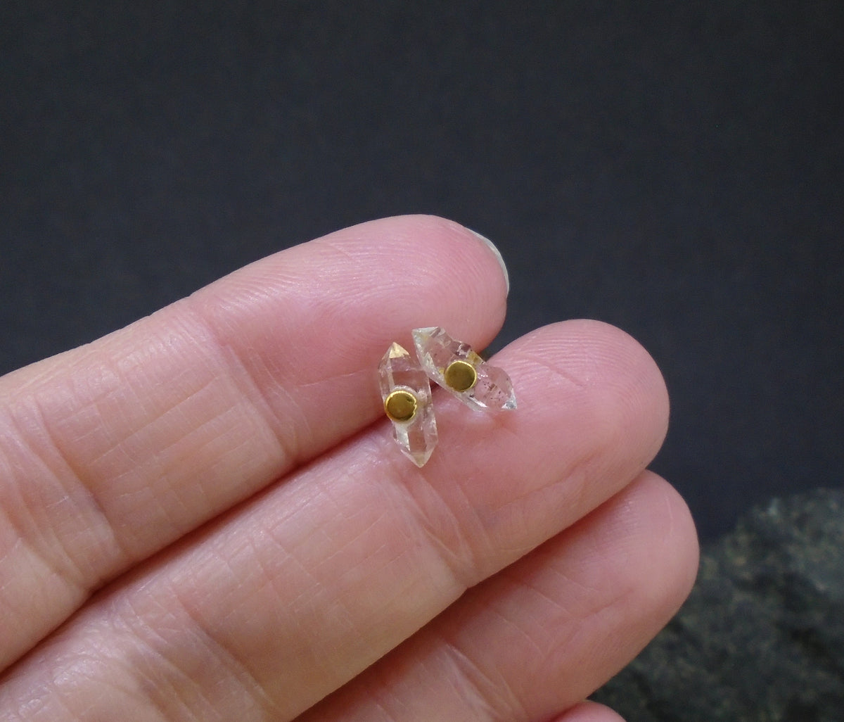 Herkimer Diamond Gold Plated Sterling Silver Studs