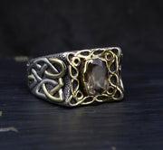 'Mabon' Perthshire Smoky Quartz in a Scottish Gold & Sterling Sil