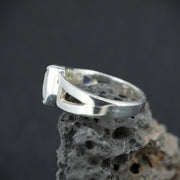 Scottish Chalcedony & Sapphire Sterling Silver Ring