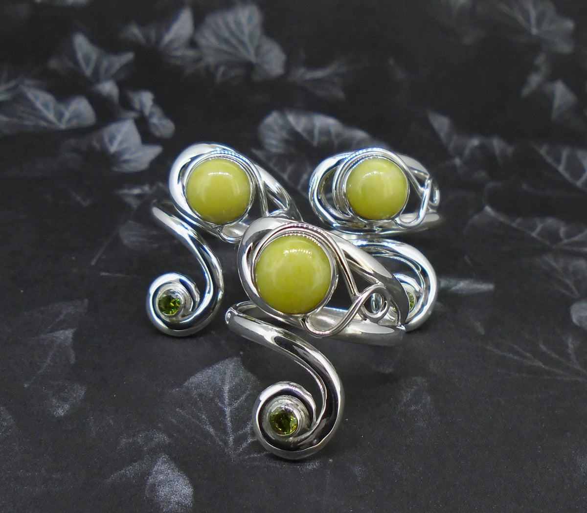 Highland Marble & Peridot Sterling Silver Ring