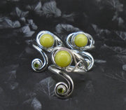 Highland Marble & Peridot Sterling Silver Ring