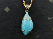 Delicate Rare Cornish Turquoise 18ct Gold and Diamond Pendant