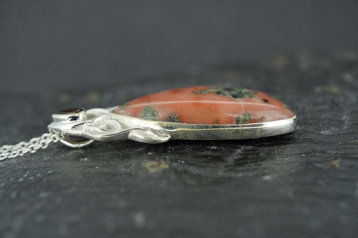 Scottish Isla Rose & Garnet Sterling Silver Waterfall Pendant