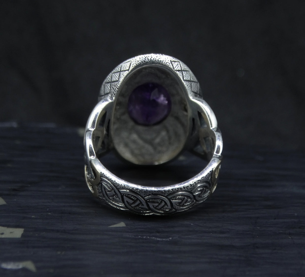 'Ostara' Scottish Amethyst & Diamonds in a Scottish Gold & Sterling Silver Ring