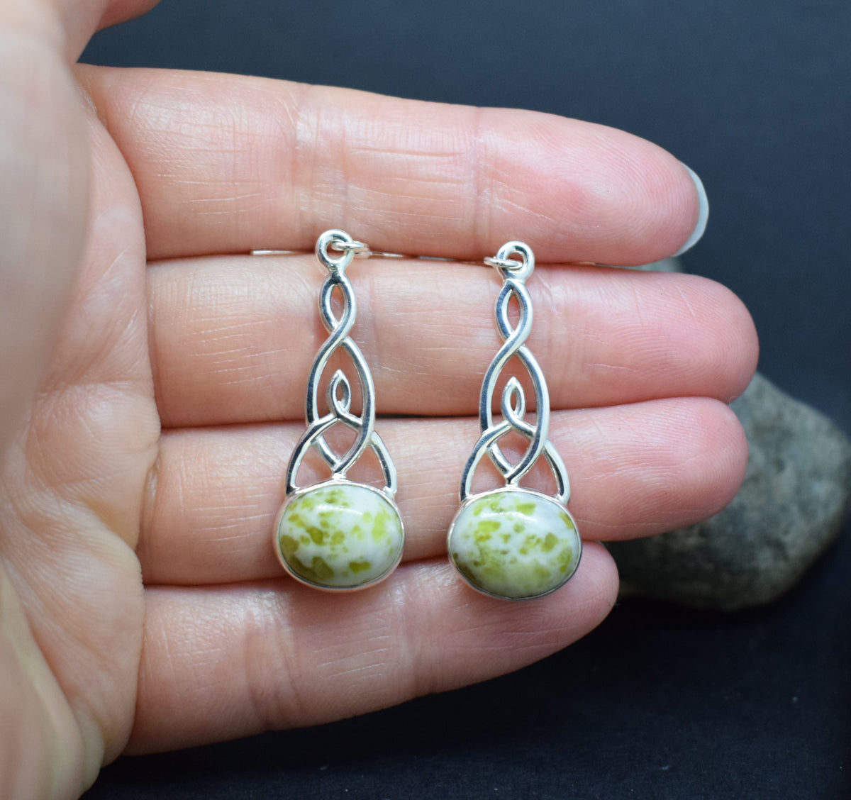 Iona Marble Celtic Knot Sterling Silver Earrings