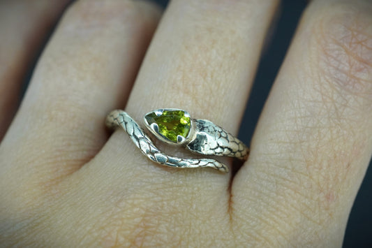 Peridot Sterling Silver Serpent Ring