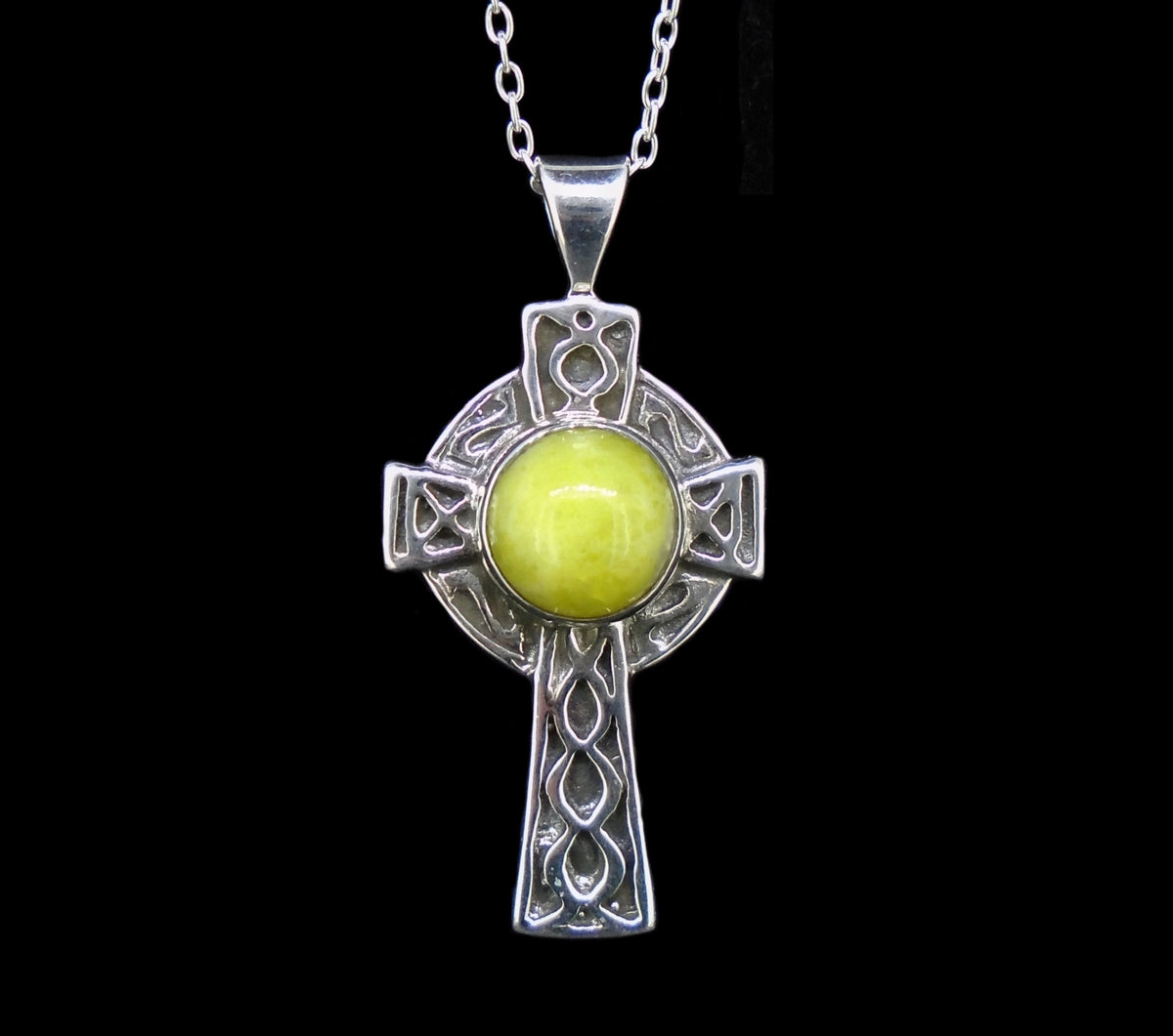 Highland Marble Celtic Cross Sterling Silver Pendant