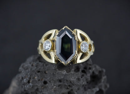 Scottish Sapphire 'Trinity Ring' with Diamonds & Scottish Gold